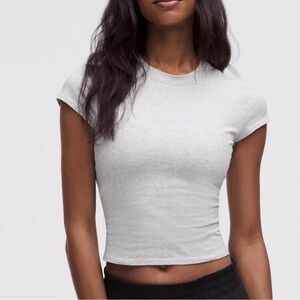NWOT Lululemon Logo Collegiate Organic Cotton Baby Tee Gray Grey Short Sleeve XL